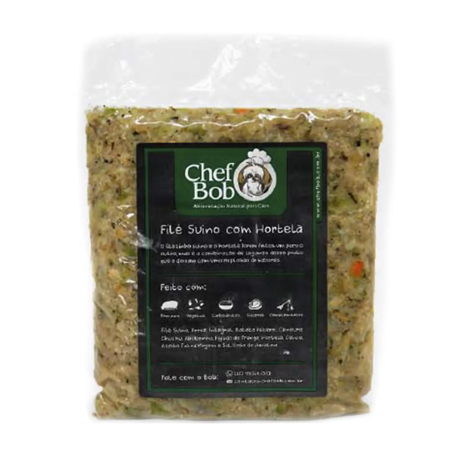 Alimentacao Natural Chef Bob para Caes File Suino com Hortela